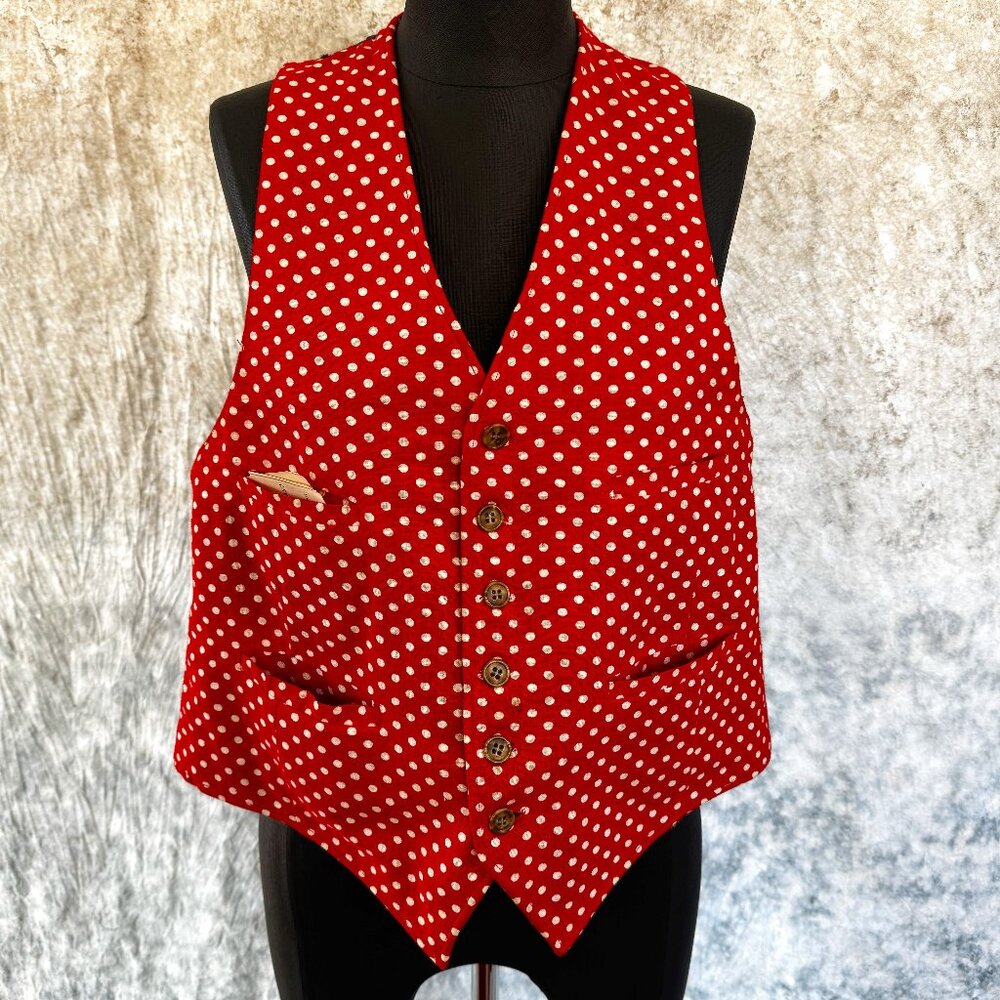 Vintage 40's Handmade Red & White Polka Dot Vest